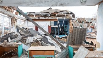 Destroyed school in Ukraine