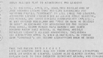 Amembassy Santo Domingo, “Alleged Plot to Assassinate PRD Leaders.”