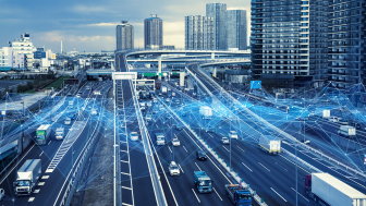 Technology of transportation concept. Traffic control systems. Internet of Things. Mobility as a service.