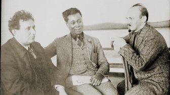 Grigory Zinoviev, Nikolai Bukharin and Claude McKay in 1923