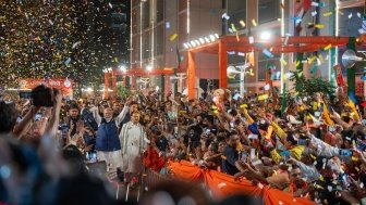 New Delhi, India-June 4 2024: PM Narendra Modi and BJP president JP Nadda were greeted by supporters at BJP HQ as the party led in the Lok Sabha elections.