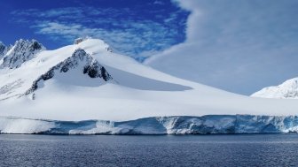 Neumayer channel full of Icebergs in Antarctica