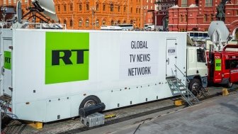 Russia Today news van parked in Moscow