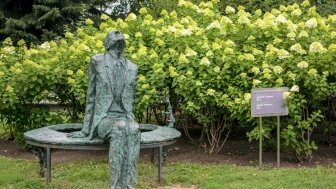 July 18, 2018: Sculpture of Andrei Sakharov, Russian nuclear physicist, dissident, and activist, in Muzeon Art Park in Moscow, Russia.