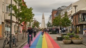 Reykjavik / Iceland - 08/22/18 : Skólavörðustígur street. Day after Pride festival 2018