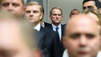 The leader of the Opposition Platform-For Life, Viktor Medvedchuk (C) during a session of the Ukrainian Parliament in Kyiv, Ukraine, 29 August 2019.