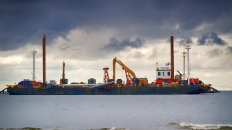 Construction of offshore section of gas pipeline on bottom of Baltic sea Nord stream-2.