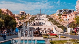 September 2019. View of the Yerevan Cascade park. Yerevan city. Armenia.