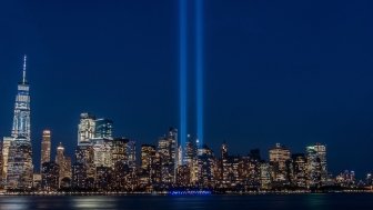 9/11 Light Memorial over the NYC Skyline