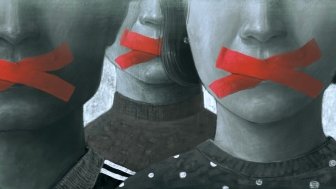 Political art, Concept idea of free speech freedom of expression and censored, surreal painting, portrait illustration , conceptual artwork illustration