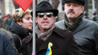 Andrey Makarevich at the March of Russian opposition against war with Ukraine.