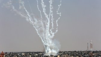 Rockets are launched from the Gaza Strip towards Israel.