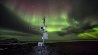 Remote Automatic Weather Station - Arctic, Spitsbergen - Northern Lights