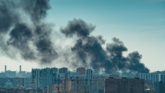 smoke over moscow skyline