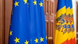 EU flag and Moldova flag