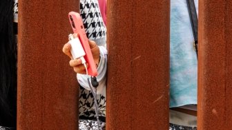 Migrant with phone