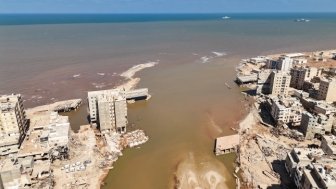 A bridge destroyed in Derna, Libya.