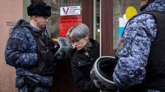 voter exits a presidential election polling station