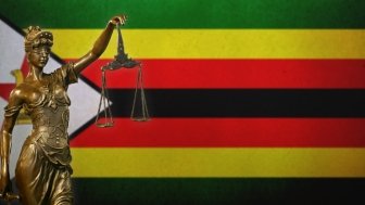 Symbol of Lady Justice and Flag of Zimbabwe