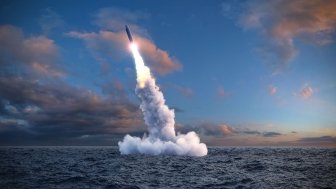 A ballistic missile is launched from the ocean