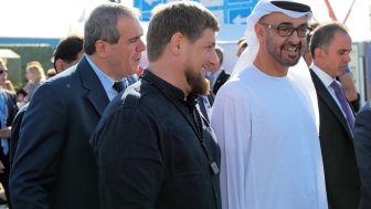 ZHUKOVSKY, RUSSIA - AUG 25, 2015: The President of the Chechen Republic Ramzan Kadyrov and crown Prince of Abu Dhabi Mohammed al Nahyan at the International Aviation and Space salon MAKS-2015