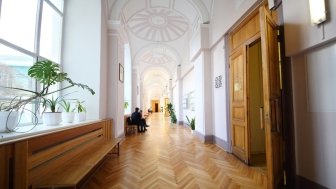 MOSCOW, RUSSIA - FEB 17, 2016: Hall with students Faculty of journalism in Lomonosov moscow state university