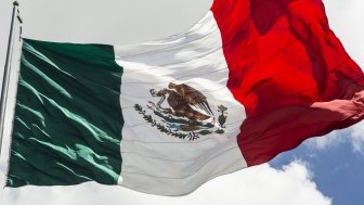 Mexican Flag flying in the wind