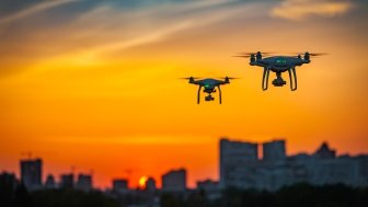 Two drones in flight