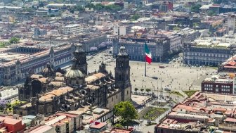 aerial view of Mexico City with zócalo, 