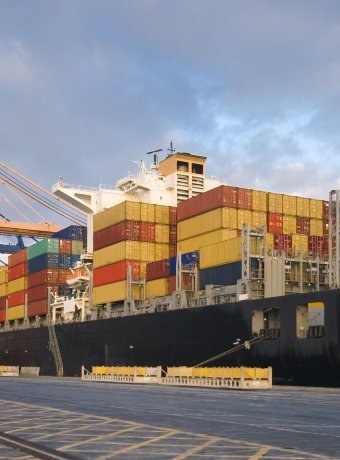 Cargo container ship in port