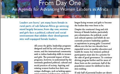 From Day One: An Agenda for Advancing Women Leaders in Africa