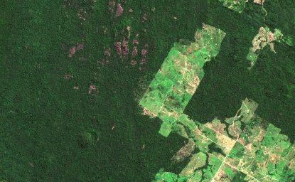 Satellite image of deforestation in Carajas, Brazil (2016).