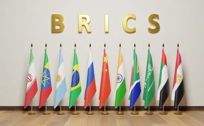 BRICS-member flags sit next to each other