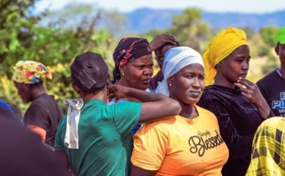 Group of Africans waiting for medical outreach care in Abuja, Nigeria. 