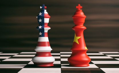 US and Chinese Chess Pieces Facing Each Other