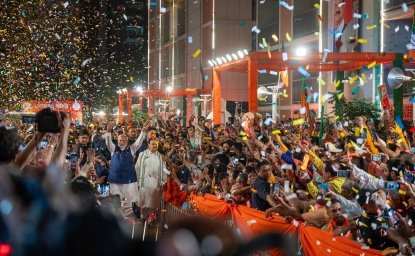 New Delhi, India-June 4 2024: PM Narendra Modi and BJP president JP Nadda were greeted by supporters at BJP HQ as the party led in the Lok Sabha elections.