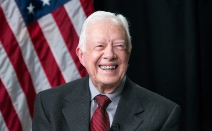 US President Jimmy Carter with Flag