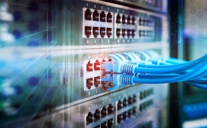 Network panel, switch and cable in data center