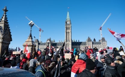 Canadian Truckers in front of Parliament