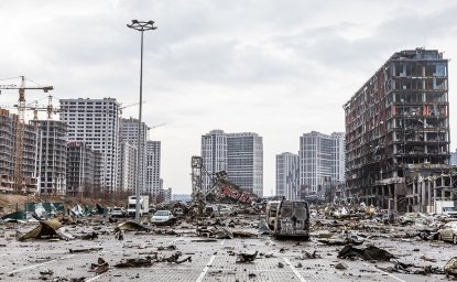 Damaged streets in Ukraine