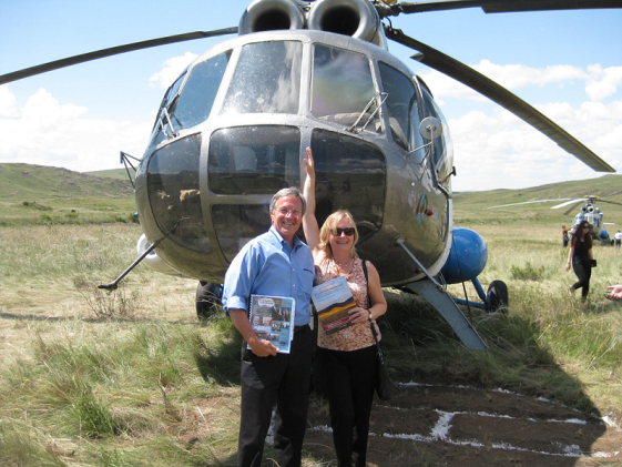 Tom Blanton and Svetlana Savranskaya at the former Soviet nuclear test site near Semipalatinsk, Kazakhstan, in 2015.