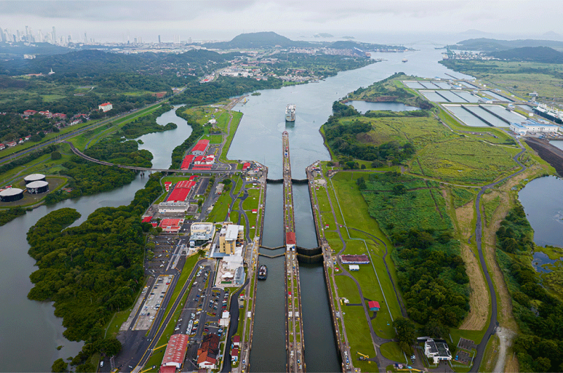 Aerial view of the Panama Canal