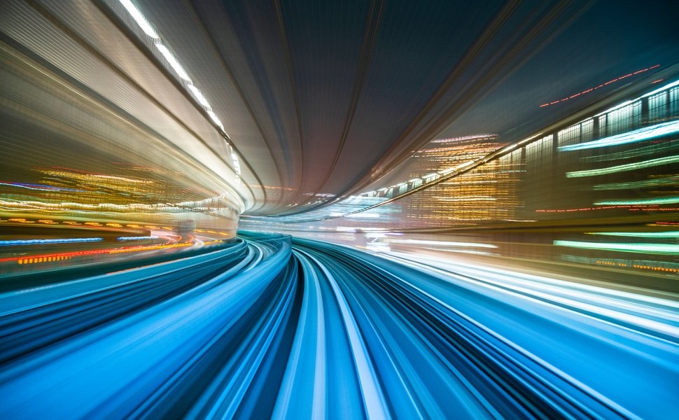 A time lapse image of lights on a road