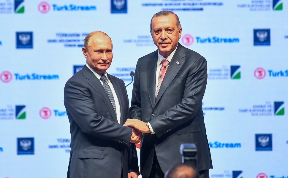 Russian President Vladimir Putin and President of Turkey Recep Tayyip Erdogan, Turkey made the opening of the Natural Gas Pipeline( turkstream) 19 NOVEMBER 2018 istanbul at Turkey