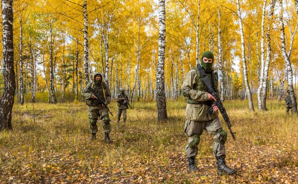 Russian military training in the woods, 2019 Moscow