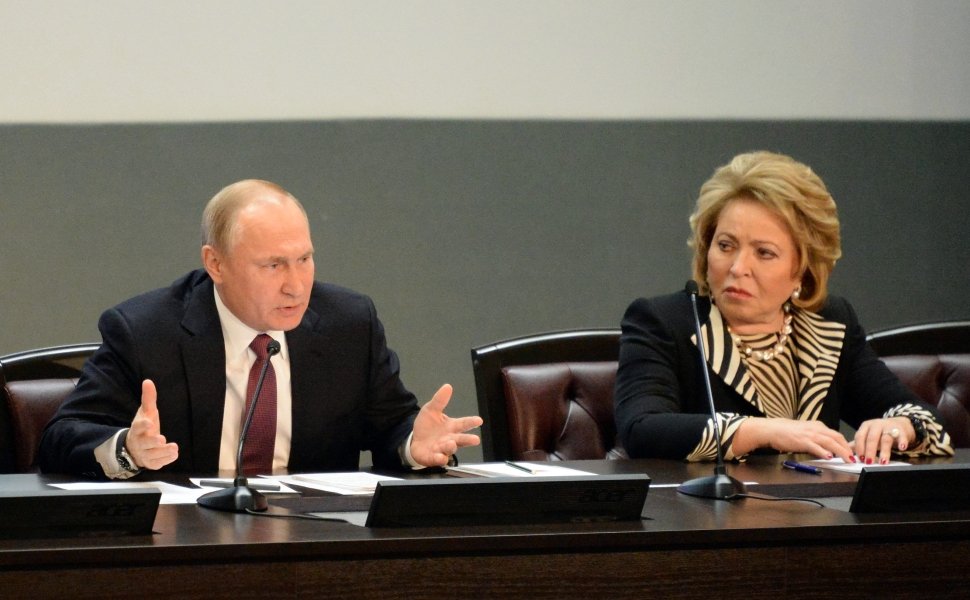 FEBRUARY 28, 2019:Russian President Vladimir Putin and the President of the Council of Federation of the Federal Assembly of the Russian Federation Valentina Matvienko.