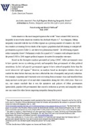 Are Latin America's New Left Regimes Reducing Inequality Faster? Addendum to Poverty, Inequality and the New Left