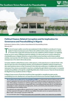 Political Finance-Related Corruption and Its Implications for Governance and Peacebuilding in Nigeria