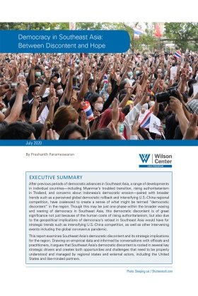 Cover of report with image of protestors in Thailand during a pro-democracy demonstration.