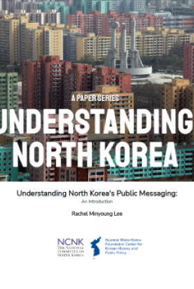 An image of the cover of the report, with a picture of a North Korean city and the title of the report.